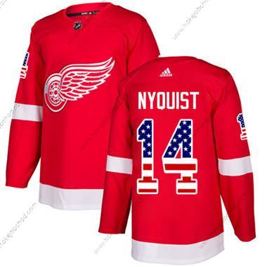 Adidas Mládež Detroit Red Wings #14 Gustav Nyquist Červené Domácí Autentické USA Flag Sešitý NHL Dres