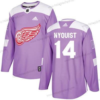 Adidas Mládež Detroit Red Wings #14 Gustav Nyquist Nachový Autentické Bojuje proti rakovině Sešitý NHL Dres