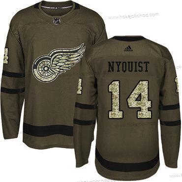 Adidas Mládež Detroit Red Wings #14 Gustav Nyquist Zelená Salute to Service Sešitý NHL Dres