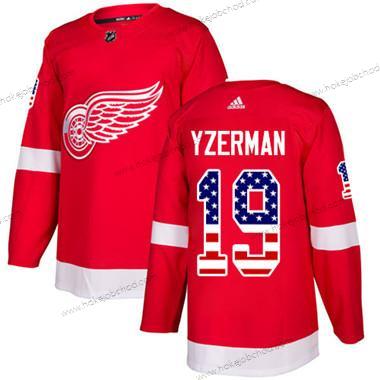 Adidas Mládež Detroit Red Wings #19 Steve Yzerman Červené Domácí Autentické USA Flag Sešitý NHL Dres