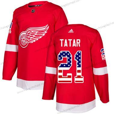 Adidas Mládež Detroit Red Wings #21 Tomas Tatar Červené Domácí Autentické USA Flag Sešitý NHL Dres