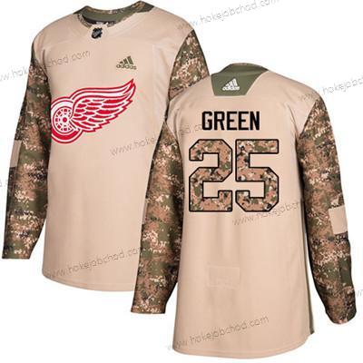 Adidas Mládež Detroit Red Wings #25 Mike Zelená Camo Autentické 2017 Veterans Day Sešitý NHL Dres