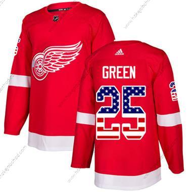 Adidas Mládež Detroit Red Wings #25 Mike Zelená Červené Domácí Autentické USA Flag Sešitý NHL Dres