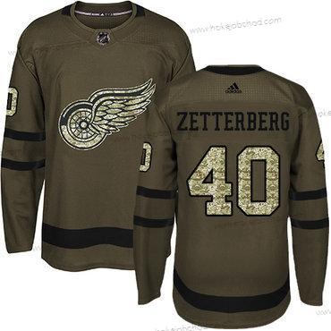 Adidas Mládež Detroit Red Wings #40 Henrik Zetterberg Zelená Salute to Service Sešitý NHL Dres