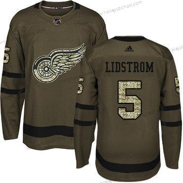 Adidas Mládež Detroit Red Wings #5 Nicklas Lidstrom Zelená Salute to Service Sešitý NHL Dres