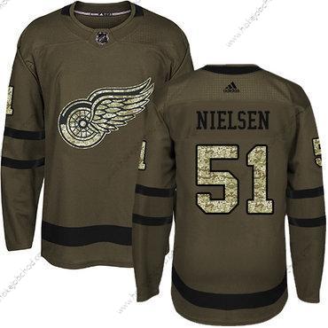 Adidas Mládež Detroit Red Wings #51 Frans Nielsen Zelená Salute to Service Sešitý NHL Dres