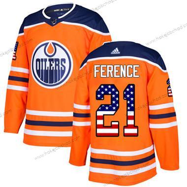 Adidas Mládež Edmonton Oilers #21 Andrew Ference Oranžová Domácí Autentické USA Flag Sešitý NHL Dres