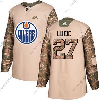 Adidas Mládež Edmonton Oilers #27 Milan Lucic Camo Autentické 2017 Veterans Day Sešitý NHL Dres