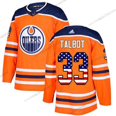 Adidas Mládež Edmonton Oilers #33 Cam Talbot Oranžová Domácí Autentické USA Flag Sešitý NHL Dres