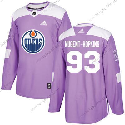 Adidas Mládež Edmonton Oilers #93 Ryan Nugent-Hopkins Nachový Autentické Bojuje proti rakovině Sešitý NHL Dres