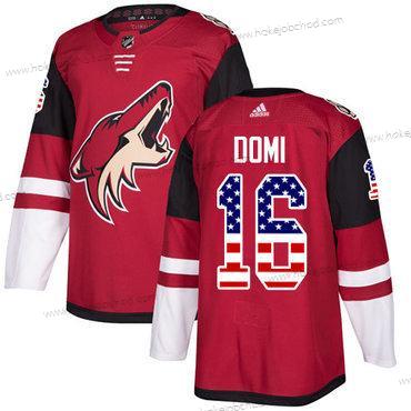 Adidas Muž Arizona Coyotes #16 Max Domi Červené Domácí Autentické USA Flag Sešitý NHL Dres