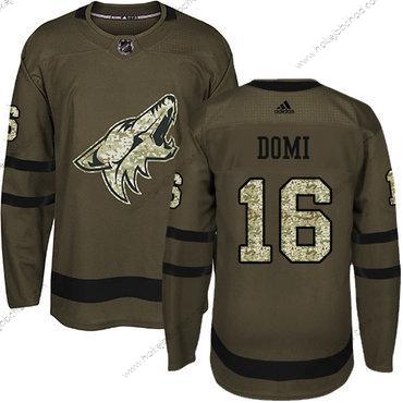 Adidas Muž Arizona Coyotes #16 Max Domi Zelená Salute to Service Sešitý NHL Dres