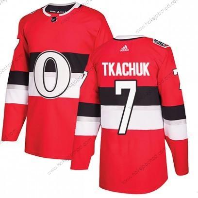 Adidas Muž Autentické Ottawa Senators #7 Brady Tkachuk 1917-2017 100th Červené Klasický Dres