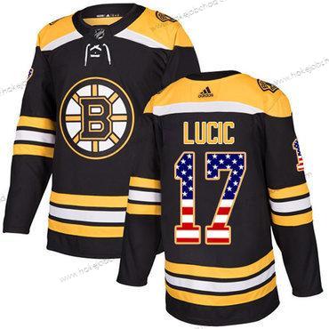 Adidas Muž Boston Bruins #17 Milan Lucic Černá Domácí Autentické USA Flag Sešitý NHL Dres