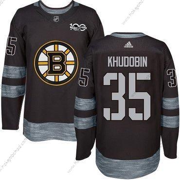 Adidas Muž Boston Bruins #35 Anton Khudobin Černá 1917-2017 100th Výročí Sešitý NHL Dres