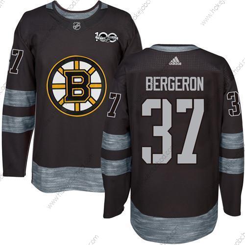 Adidas Muž Boston Bruins #37 Patrice Bergeron Černá 1917-2017 100th Výročí Sešitý NHL Dres