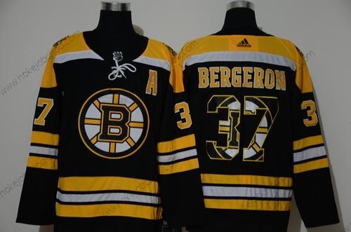 Adidas Muž Boston Bruins #37 Patrice Bergeron Černá With Tým Logo Sešitý NHL Dres