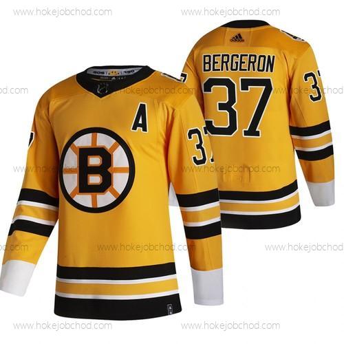 Adidas Muž Boston Bruins #37 Patrice Bergeron Žlutá 2020-21 Obrácený Retro Náhradní NHL Dres