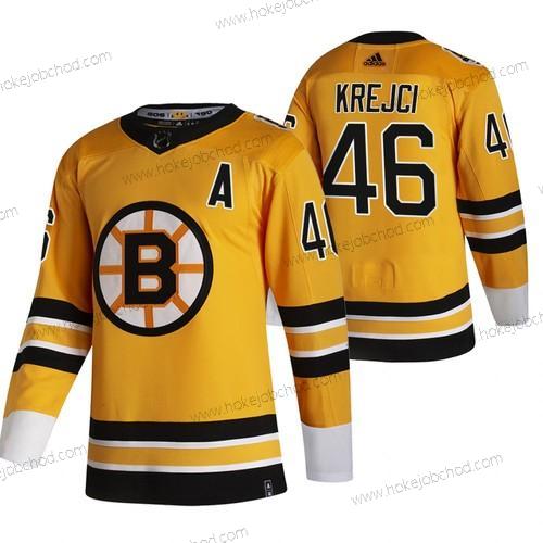 Adidas Muž Boston Bruins #46 David Krejci Žlutá 2020-21 Obrácený Retro Náhradní NHL Dres