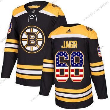 Adidas Muž Boston Bruins #68 Jaromir Jagr Černá Domácí Autentické USA Flag Sešitý NHL Dres