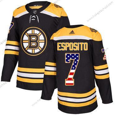 Adidas Muž Boston Bruins #7 Phil Esposito Černá Domácí Autentické USA Flag Sešitý NHL Dres