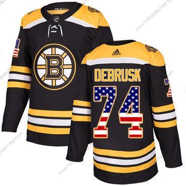 Adidas Muž Boston Bruins #74 Jake Debrusk Černá Domácí Autentické USA Flag Sešitý NHL Dres