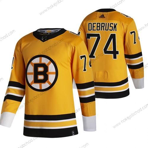 Adidas Muž Boston Bruins #74 Jake Debrusk Žlutá 2020-21 Obrácený Retro Náhradní NHL Dres