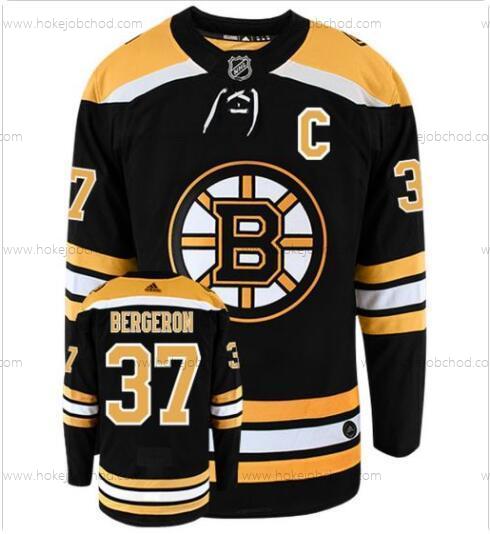 Adidas Muž Boston Bruins Černá Žlutá #37 Patrice Bergeron With C Patch Autentické Domácí NHL Hokejový Dres