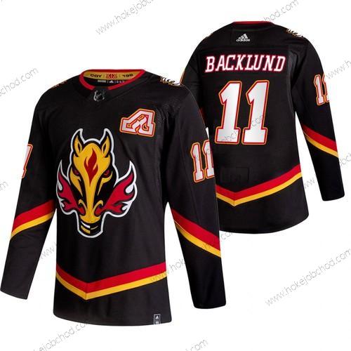 Adidas Muž Calgary Flames #11 Mikael Backlund Černá 2020-21 Obrácený Retro Náhradní NHL Dres