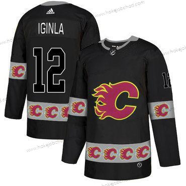 Adidas Muž Calgary Flames #12 Jarome Iginla Černá Tým Logos Dres