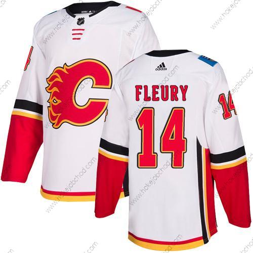 Adidas Muž Calgary Flames #14 Theoren Fleury Bílý Venkovní Autentické NHL Dres