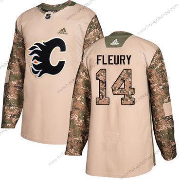 Adidas Muž Calgary Flames #14 Theoren Fleury Camo Autentické 2017 Veterans Day Sešitý NHL Dres