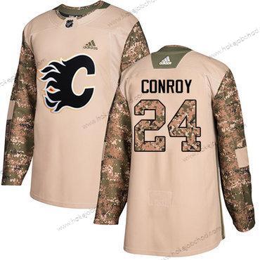 Adidas Muž Calgary Flames #24 Craig Conroy Camo Autentické 2017 Veterans Day Sešitý NHL Dres