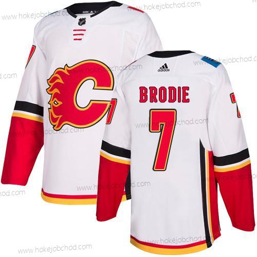 Adidas Muž Calgary Flames #7 Tj Brodie Bílý Venkovní Autentické NHL Dres