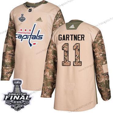 Adidas Muž Capitals #11 Mike Gartner Camo Autentické 2017 Veterans Day 2018 Stanley Cup Final Sešitý NHL Dres