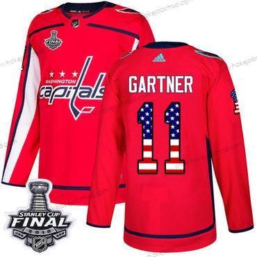 Adidas Muž Capitals #11 Mike Gartner Červené Domácí Autentické USA Flag 2018 Stanley Cup Final Sešitý NHL Dres