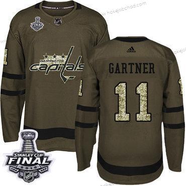 Adidas Muž Capitals #11 Mike Gartner Zelená Salute to Service 2018 Stanley Cup Final Sešitý NHL Dres