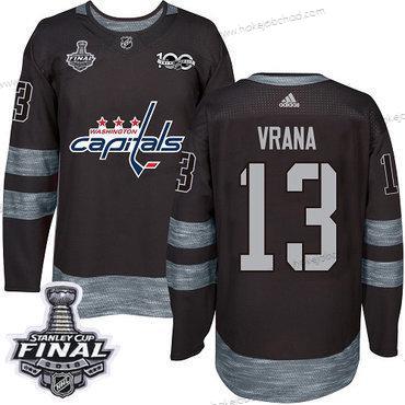 Adidas Muž Capitals #13 Jakub Vrana Černá 1917-2017 100th Výročí 2018 Stanley Cup Final Sešitý NHL Dres