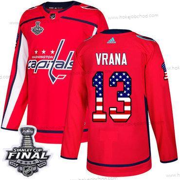 Adidas Muž Capitals #13 Jakub Vrana Červené Domácí Autentické USA Flag 2018 Stanley Cup Final Sešitý NHL Dres