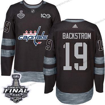 Adidas Muž Capitals #19 Nicklas Backstrom Černá 1917-2017 100th Výročí 2018 Stanley Cup Final Sešitý NHL Dres