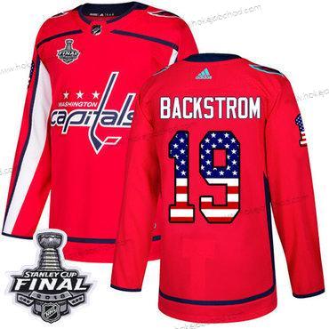 Adidas Muž Capitals #19 Nicklas Backstrom Červené Domácí Autentické USA Flag 2018 Stanley Cup Final Sešitý NHL Dres