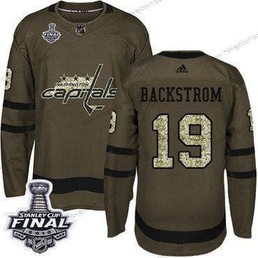 Adidas Muž Capitals #19 Nicklas Backstrom Zelená Salute to Service 2018 Stanley Cup Final Sešitý NHL Dres