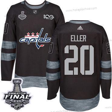 Adidas Muž Capitals #20 Lars Eller Černá 1917-2017 100th Výročí 2018 Stanley Cup Final Sešitý NHL Dres