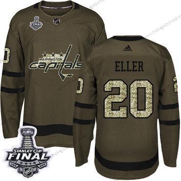 Adidas Muž Capitals #20 Lars Eller Zelená Salute to Service 2018 Stanley Cup Final Sešitý NHL Dres