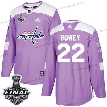 Adidas Muž Capitals #22 Madison Bowey Nachový Autentické Bojuje proti rakovině 2018 Stanley Cup Final Sešitý NHL Dres