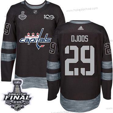 Adidas Muž Capitals #29 Christian Djoos Černá 1917-2017 100th Výročí 2018 Stanley Cup Final Sešitý NHL Dres