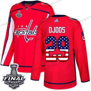 Adidas Muž Capitals #29 Christian Djoos Červené Domácí Autentické USA Flag 2018 Stanley Cup Final Sešitý NHL Dres