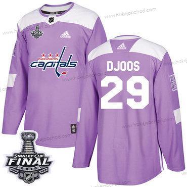 Adidas Muž Capitals #29 Christian Djoos Nachový Autentické Bojuje proti rakovině 2018 Stanley Cup Final Sešitý NHL Dres