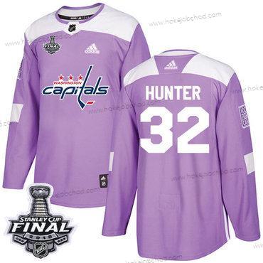 Adidas Muž Capitals #32 Dale Hunter Nachový Autentické Bojuje proti rakovině 2018 Stanley Cup Final Sešitý NHL Dres