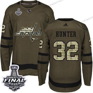 Adidas Muž Capitals #32 Dale Hunter Zelená Salute to Service 2018 Stanley Cup Final Sešitý NHL Dres